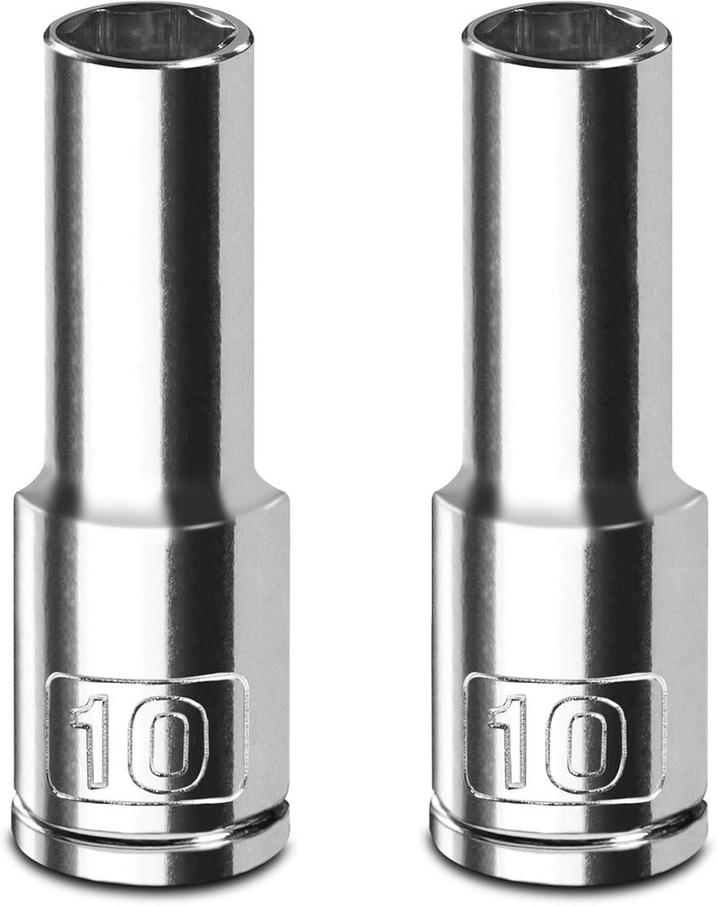 Upenjok 2PCS 1/2" Drive 10mm Socket Set, Deep, Mirror Finish, Cr-V Steel, 6-Point - Image 1
